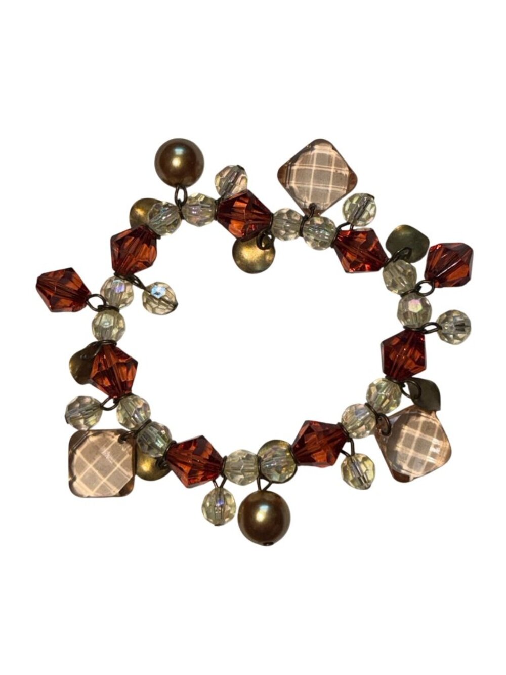 Premier Designs Stretchable  Amber/Brown/Clear Beads-9.5 in-New